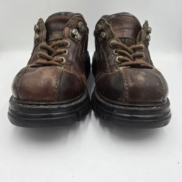Vtg 90s Y2K GBX Chunky Brown Leather Utility Platform Shoes Mens 8.5 M  Grunge